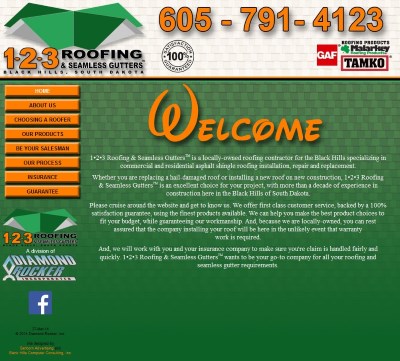 1•2•3 Roofing & Seamless Gutters website