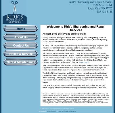 Kirk's Sharpening & Repair Service website